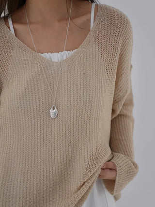 V-ming V-neck See-through Knit