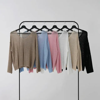 V-ming V-neck See-through Knit