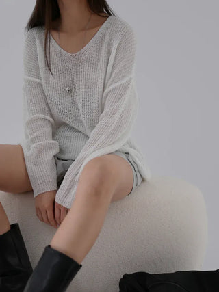 V-ming V-neck See-through Knit