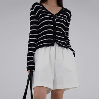 Reu V-neck Ribbed Cardigan