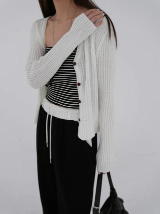 Reu V-neck Ribbed Cardigan
