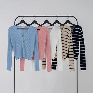 Reu V-neck Ribbed Cardigan