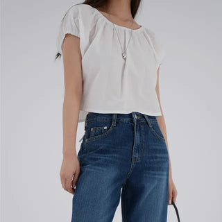 Dayrang Off-shoulder Shirred Blouse