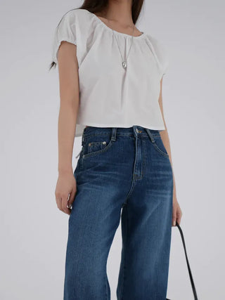 Dayrang Off-shoulder Shirred Blouse