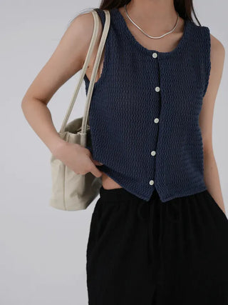Lonely Button Sleeveless Knit