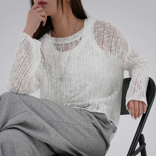 Main round neck mesh knit