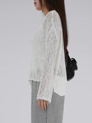 Main round neck mesh knit