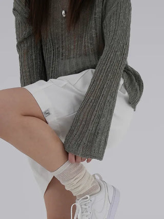 Main round neck mesh knit