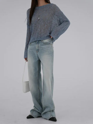 Main round neck mesh knit