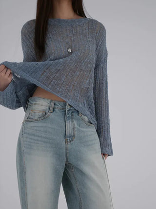 Main round neck mesh knit