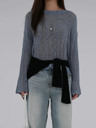 Main round neck mesh knit