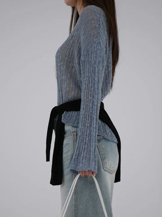 Main round neck mesh knit