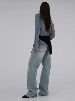 Main round neck mesh knit