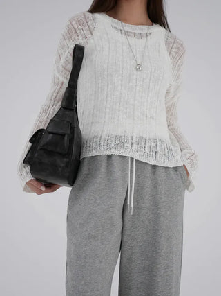 Main round neck mesh knit