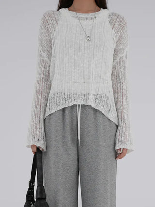 Main round neck mesh knit