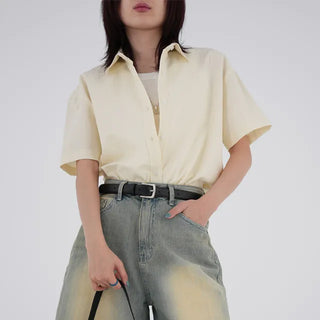 Horing back slit cotton shirt