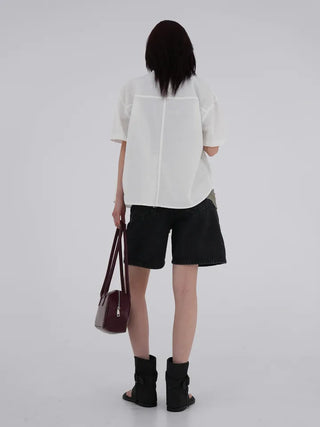 Horing back slit cotton shirt