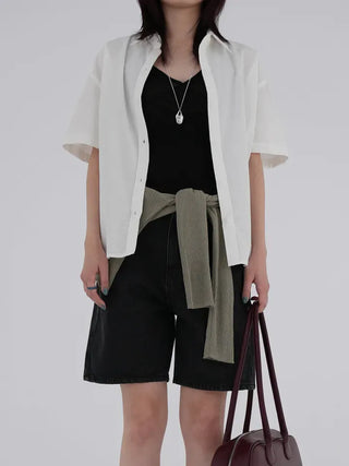 Horing back slit cotton shirt