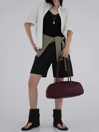 Horing back slit cotton shirt