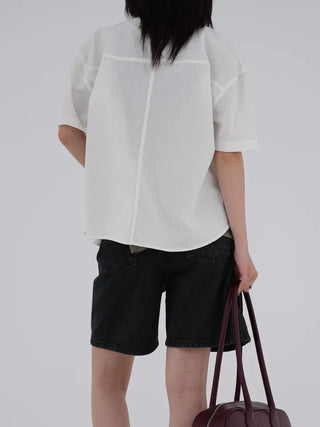 Horing back slit cotton shirt
