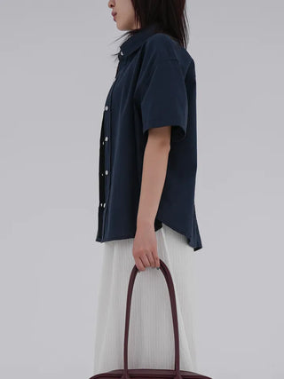 Horing back slit cotton shirt