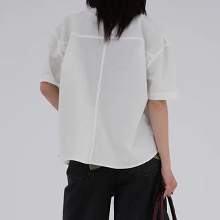 Horing back slit cotton shirt