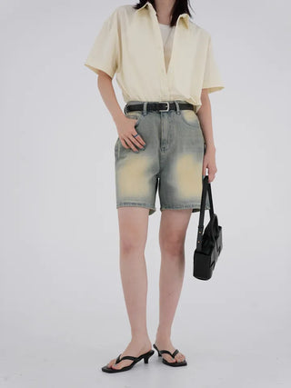 Horing back slit cotton shirt