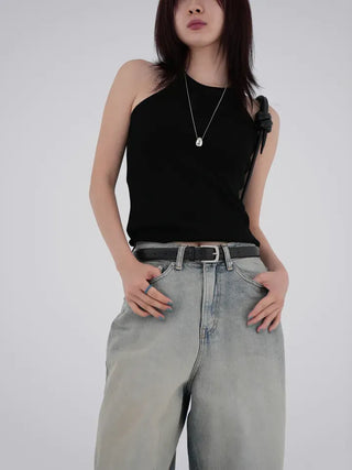 Slit Halterneck Sleeveless Knit