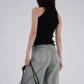 Slit Halterneck Sleeveless Knit