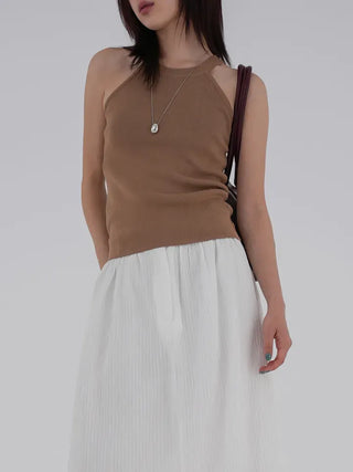 Slit Halterneck Sleeveless Knit