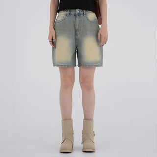 Woni Washed Half Denim Pants