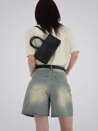 Woni Washed Half Denim Pants
