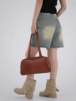 Woni Washed Half Denim Pants