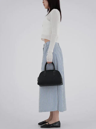 Borin back-banded seersucker long skirt