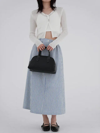 Borin back-banded seersucker long skirt