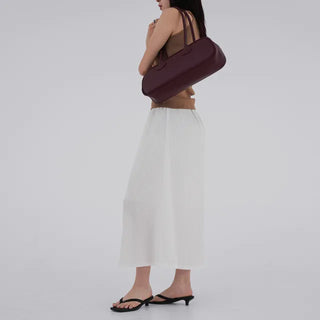 Borin back-banded seersucker long skirt