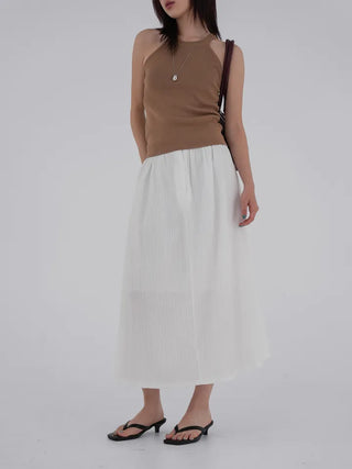 Borin back-banded seersucker long skirt
