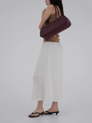Borin back-banded seersucker long skirt