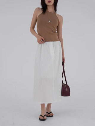 Borin back-banded seersucker long skirt