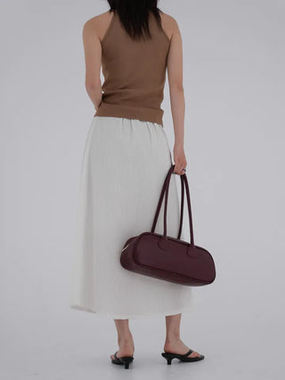 Borin back-banded seersucker long skirt