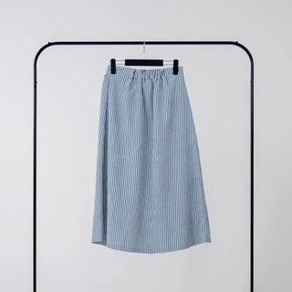 Borin back-banded seersucker long skirt