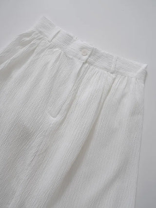 Borin back-banded seersucker long skirt