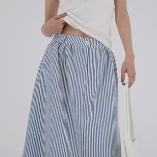 Borin back-banded seersucker long skirt