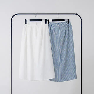 Borin back-banded seersucker long skirt