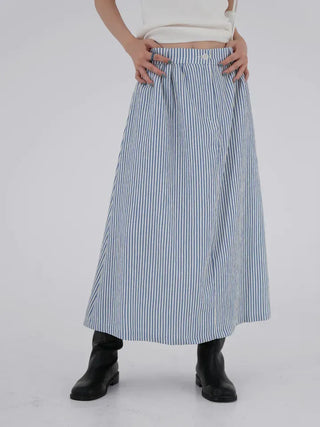 Borin back-banded seersucker long skirt
