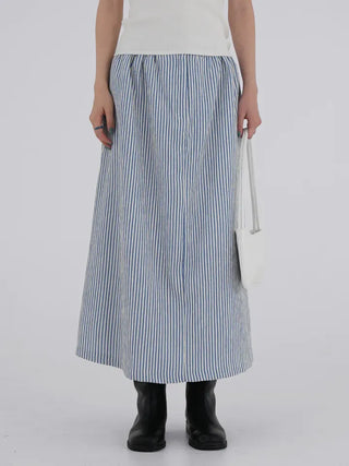 Borin back-banded seersucker long skirt