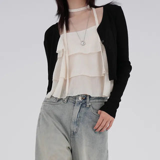 Meen V-neck Two-button Cardigan