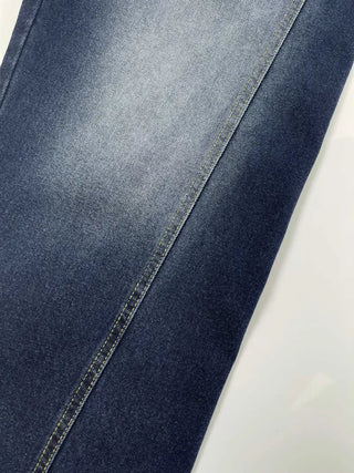 Deep blue wide denim pants with chin cutouts