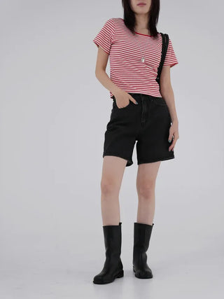 Piming part denim pants
