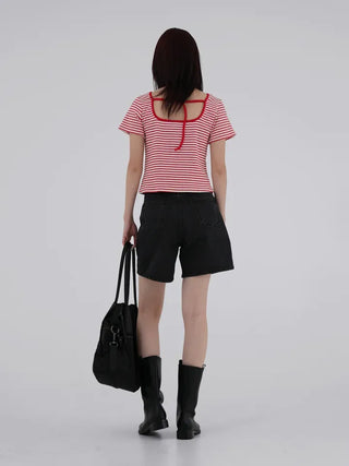 Piming part denim pants